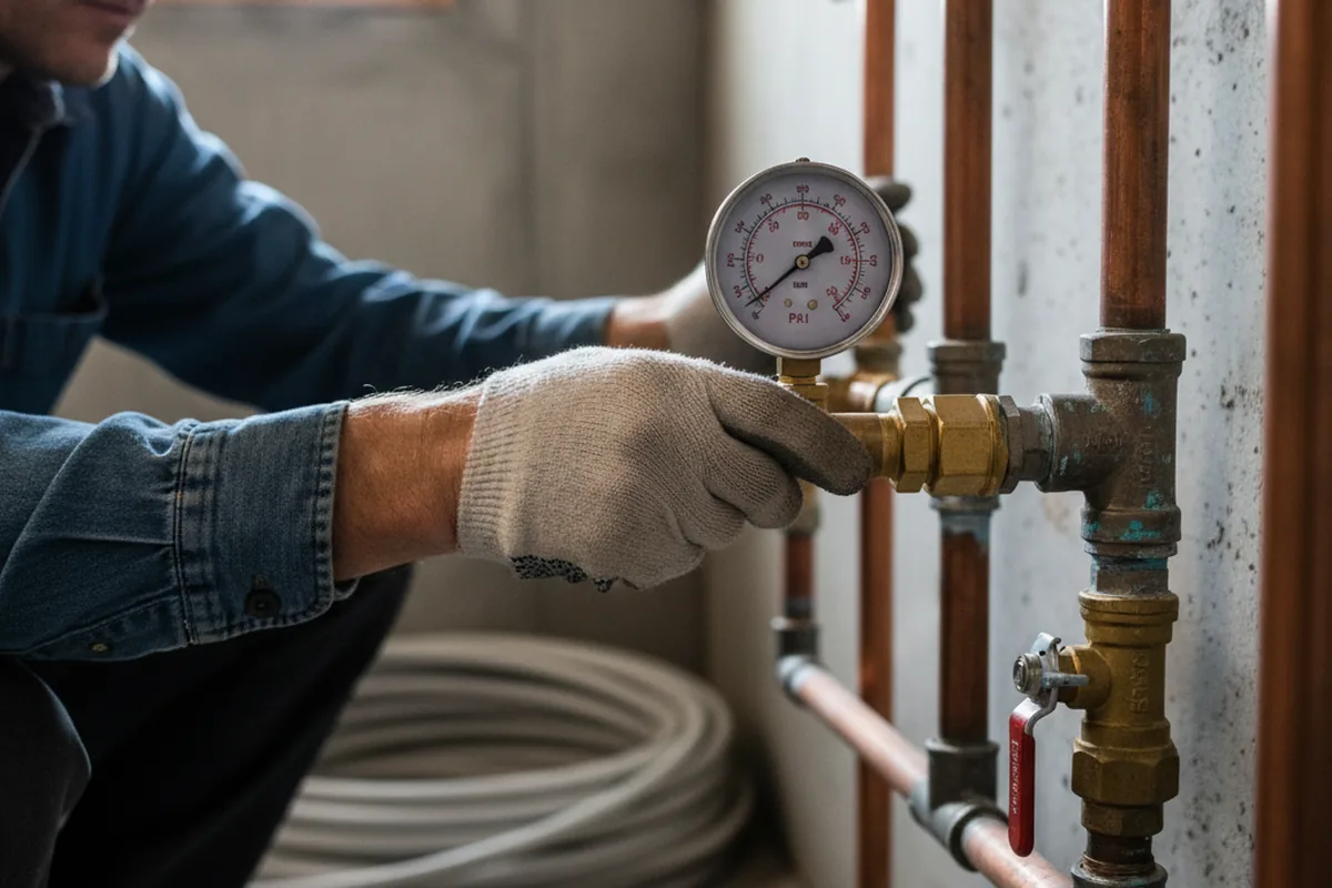 Pressure testing a repaired line during Water Line Repair in Mendota